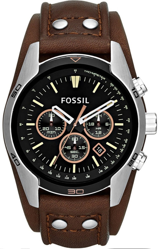 Buy Shop Fossil Coachman Chronograph Black Dial Brown Leather Strap Watch for Men - CH2891 USA Online