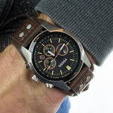 Buy Shop Fossil Coachman Chronograph Black Dial Brown Leather Strap Watch for Men - CH2891 USA Online