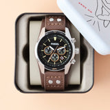 Buy Shop Fossil Coachman Chronograph Black Dial Brown Leather Strap Watch for Men - CH2891 USA Online