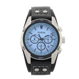 Buy Shop Fossil Coachman Chronograph Blue Dial Black Leather Strap Watch for Men - CH2564 USA Online