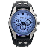 Buy Shop Fossil Coachman Chronograph Blue Dial Black Leather Strap Watch for Men - CH2564 USA Online