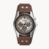 Buy Shop Fossil Coachman Chronograph Silver Dial Brown Leather Strap Watch for Men - CH2565 USA Online