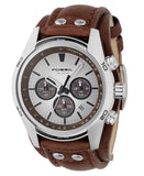 Buy Shop Fossil Coachman Chronograph Silver Dial Brown Leather Strap Watch for Men - CH2565 USA Online