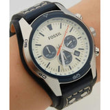 Buy Shop Fossil Coachman Chronograph White Dial Blue Leather Strap Watch for Men - CH3051 USA Online