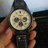 Buy Shop Fossil Coachman Chronograph White Dial Blue Leather Strap Watch for Men - CH3051 USA Online