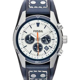 Buy Shop Fossil Coachman Chronograph White Dial Blue Leather Strap Watch for Men - CH3051 USA Online