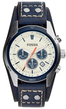 Buy Shop Fossil Coachman Chronograph White Dial Blue Leather Strap Watch for Men - CH3051 USA Online