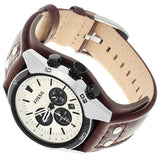 Buy Shop Fossil Coachman Chronograph White Dial Brown Leather Strap Watch for Men - CH2890 USA Online