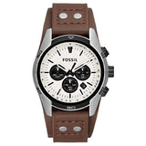 Buy Shop Fossil Coachman Chronograph White Dial Brown Leather Strap Watch for Men - CH2890 USA Online