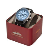 Fossil Coachman Chronograph Blue Dial Black Leather Strap Watch for Men - CH2564