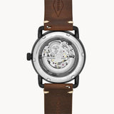 Buy Shop Fossil Commuter Automatic Black Dial Brown Leather Strap Watch for Men - ME3158 USA Online