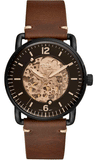 Buy Shop Fossil Commuter Automatic Black Dial Brown Leather Strap Watch for Men - ME3158 USA Online