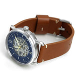 Buy Shop Fossil Commuter Automatic Skeleton Blue Dial Brown Leather Strap Watch for Men - ME3159 USA Online