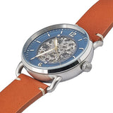 Buy Shop Fossil Commuter Automatic Skeleton Blue Dial Brown Leather Strap Watch for Men - ME3159 USA Online