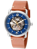 Buy Shop Fossil Commuter Automatic Skeleton Blue Dial Brown Leather Strap Watch for Men - ME3159 USA Online