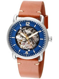 Buy Shop Fossil Commuter Automatic Skeleton Blue Dial Brown Leather Strap Watch for Men - ME3159 USA Online