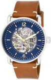 Buy Shop Fossil Commuter Automatic Skeleton Blue Dial Brown Leather Strap Watch for Men - ME3159 USA Online