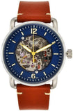 Buy Shop Fossil Commuter Automatic Skeleton Blue Dial Brown Leather Strap Watch for Men - ME3159 USA Online