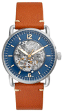 Buy Shop Fossil Commuter Automatic Skeleton Blue Dial Brown Leather Strap Watch for Men - ME3159 USA Online