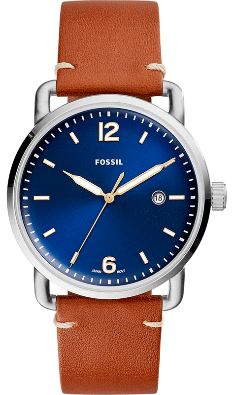 Buy Shop Fossil Commuter Blue Dial Blue Leather Strap Watch for Men - FS5325 USA Online