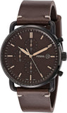 Buy Shop Fossil Commuter Chronograph Black Dial Brown Leather Strap Watch for Men - FS5403 USA Online