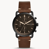 Buy Shop Fossil Commuter Chronograph Black Dial Brown Leather Strap Watch for Men - FS5403 USA Online