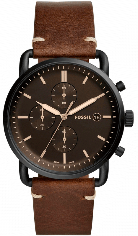 Buy Shop Fossil Commuter Chronograph Black Dial Brown Leather Strap Watch for Men - FS5403 USA Online