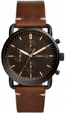 Buy Shop Fossil Commuter Chronograph Black Dial Brown Leather Strap Watch for Men - FS5403 USA Online