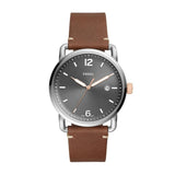Buy Shop Fossil Commuter Grey Dial Brown Leather Strap Watch for Men - FS5417 USA Online