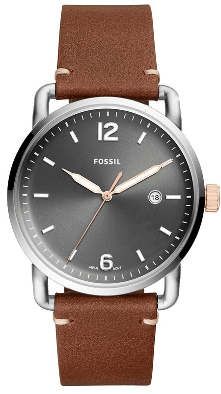 Buy Shop Fossil Commuter Grey Dial Brown Leather Strap Watch for Men - FS5417 USA Online