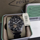 Buy Shop Fossil Crewmaster Sports Automatic Black Dial Black Leather Strap Watch for Men - ME3148 USA Online