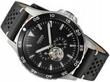 Buy Shop Fossil Crewmaster Sports Automatic Black Dial Black Leather Strap Watch for Men - ME3148 USA Online