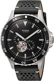 Buy Shop Fossil Crewmaster Sports Automatic Black Dial Black Leather Strap Watch for Men - ME3148 USA Online