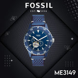 Buy Shop Fossil Crewmaster Sports Automatic Blue Dial Blue Leather Strap Watch for Men - ME3149 USA Online