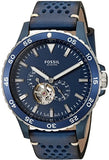 Buy Shop Fossil Crewmaster Sports Automatic Blue Dial Blue Leather Strap Watch for Men - ME3149 USA Online