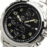 Buy Shop Fossil Dean Chronograph Black Dial Silver Steel Strap Watch for Men - FS4542 USA Online