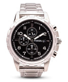 Buy Shop Fossil Dean Chronograph Black Dial Silver Steel Strap Watch for Men - FS4542 USA Online