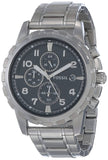 Buy Shop Fossil Dean Chronograph Black Dial Silver Steel Strap Watch for Men - FS4542 USA Online