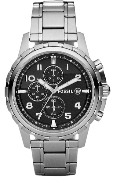 Buy Shop Fossil Dean Chronograph Black Dial Silver Steel Strap Watch for Men - FS4542 USA Online