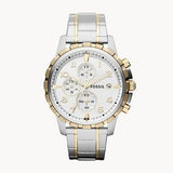 Buy Shop Fossil Dean Chronograph White Dial Silver Steel Strap Watch for Men - FS4795 USA Online