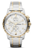 Buy Shop Fossil Dean Chronograph White Dial Silver Steel Strap Watch for Men - FS4795 USA Online