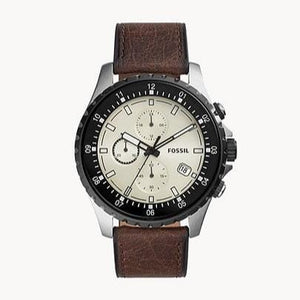 Buy Shop Fossil Dillinger Chronograph White Dial Brown Leather Strap Watch for Men - FS5674 USA Online