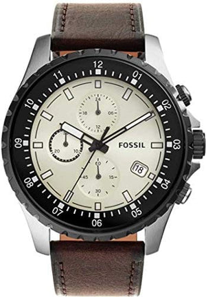 Buy Shop Fossil Dillinger Chronograph White Dial Brown Leather Strap Watch for Men - FS5674 USA Online