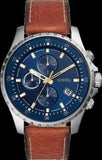 Buy Shop Fossil Dillinger Luggage Chronograph Blue Dial Brown Leather Strap Watch for Men - FS5675 USA Online