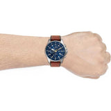 Buy Shop Fossil Dillinger Luggage Chronograph Blue Dial Brown Leather Strap Watch for Men - FS5675 USA Online