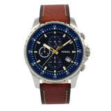 Buy Shop Fossil Dillinger Luggage Chronograph Blue Dial Brown Leather Strap Watch for Men - FS5675 USA Online