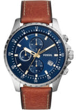 Buy Shop Fossil Dillinger Luggage Chronograph Blue Dial Brown Leather Strap Watch for Men - FS5675 USA Online
