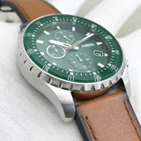 Buy Shop Fossil Dillinger Luggage Chronograph Green Dial Brown Leather Strap Watch for Men - FS5734 USA Online