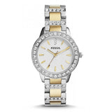 Buy Shop Fossil Jesse Crystals White Dial Two Tone Steel Strap Watch for Women - ES2409 USA Online