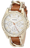 Buy Shop Fossil Riley Multifunction White Dial Orange Leather Strap Watch for Women - ES3723 USA Online